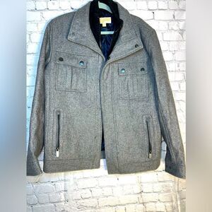 Michael Kors Wool Polyester Pea Coat Grey Gray EUC‎ Mens Medium
